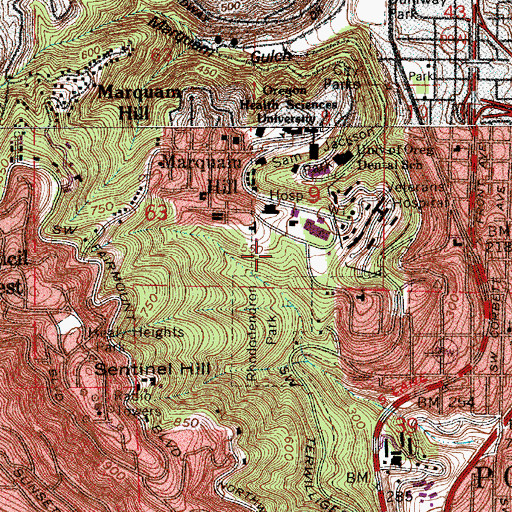 Topographic Map of Oregon Health Sciences University Heliport, OR