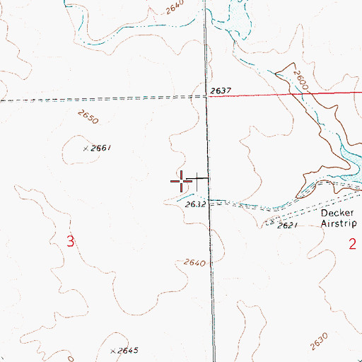 Topographic Map of Decker Ranch Airstrip (historical), OR