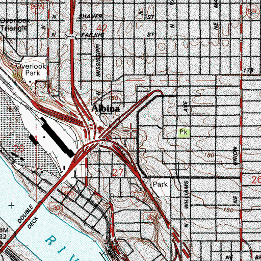 Topographic Map of Legacy Emanuel Hospital Heliport 1, OR