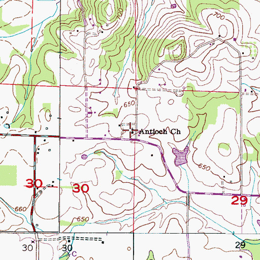 Topographic Map of Antioch Church, AL