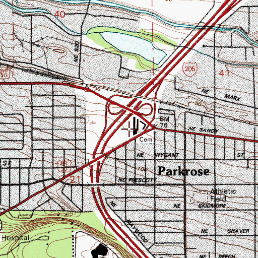 Topographic Map of Flamingo Motel Heliport, OR