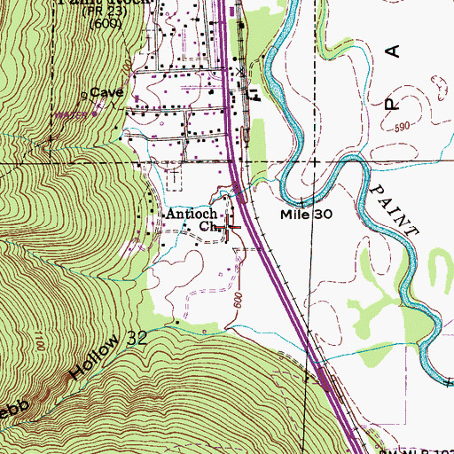 Topographic Map of Antioch Church, AL