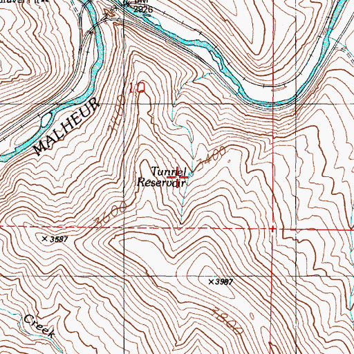 Topographic Map of Tunnel Reservoir, OR