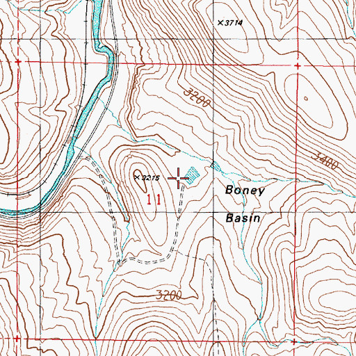 Topographic Map of Boney Basin Reservoir, OR