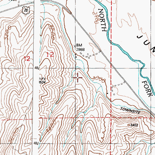 Topographic Map of Juntura Investment Company Canal, OR