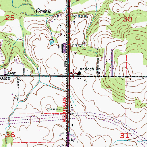 Topographic Map of Antioch Baptist Church, AL