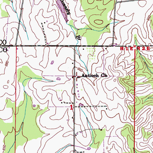 Topographic Map of Antioch Church, AL