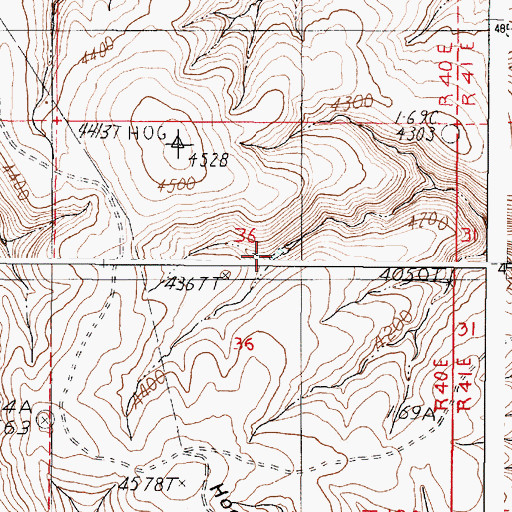 Topographic Map of Red Canyon Reservoir, OR