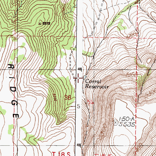 Topographic Map of Corral Reservoir, OR