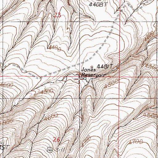 Topographic Map of Jones Reservoir, OR