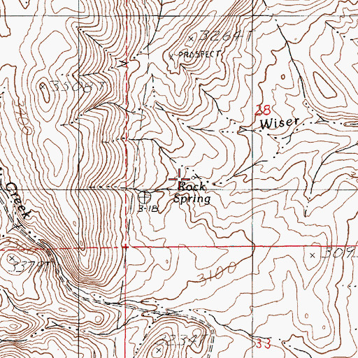 Topographic Map of Rock Spring, OR