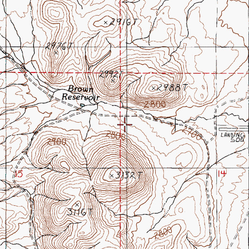 Topographic Map of Brown Reservoir, OR