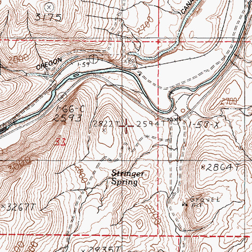 Topographic Map of Tunnel Spring, OR