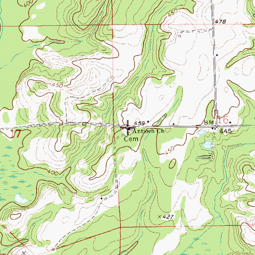 Topographic Map of Antioch Church Cemetery, AL