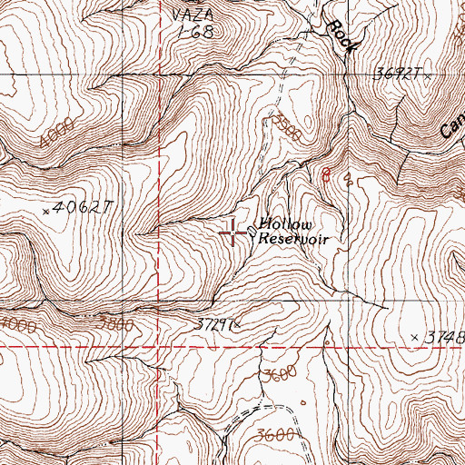 Topographic Map of Hollow Reservoir, OR