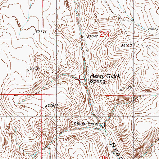 Topographic Map of Henry Gulch Spring, OR