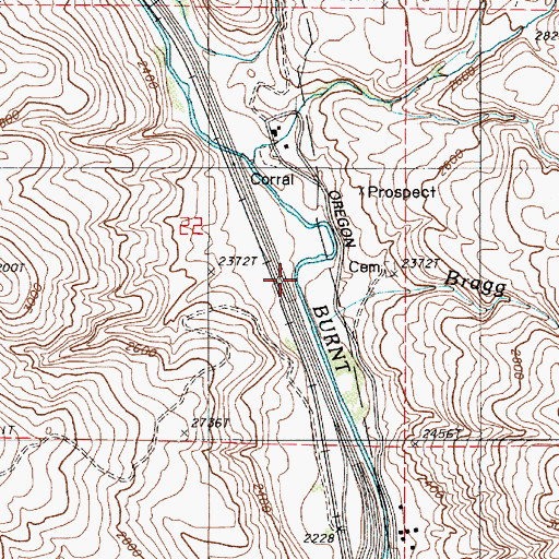 Topographic Map of Bragg Creek, OR