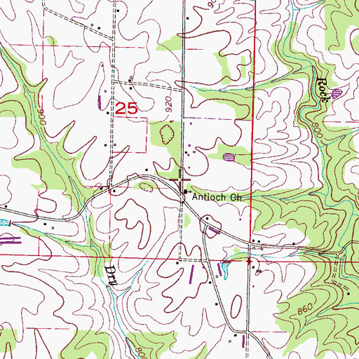 Topographic Map of Antioch School, AL