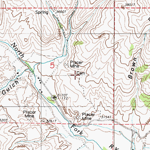 Topographic Map of Rye Valley Cemetery, OR
