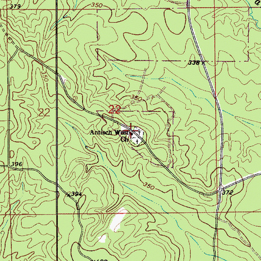 Topographic Map of Antioch West Church, AL