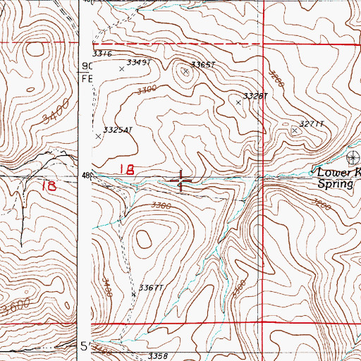 Topographic Map of Lower Kern Creek Spring, OR