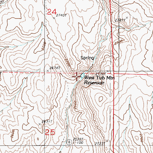 Topographic Map of West Tub Mountain Reservoir, OR