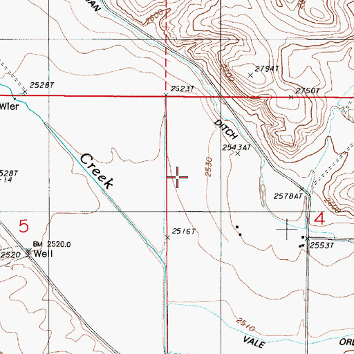 Topographic Map of Mattock Gulch, OR