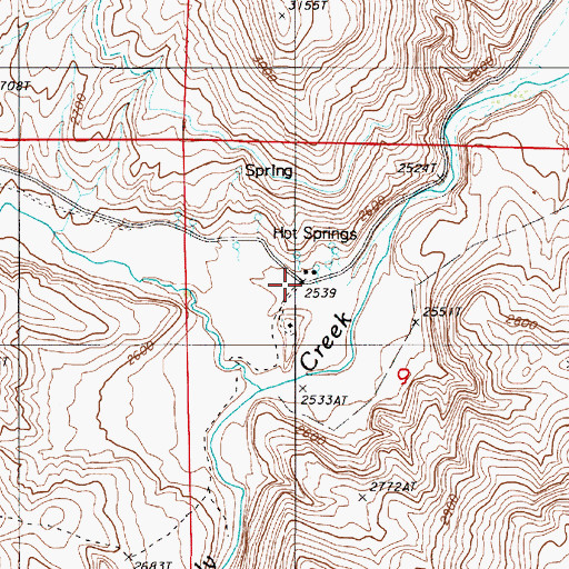 Topographic Map of Warm Springs (historical), OR
