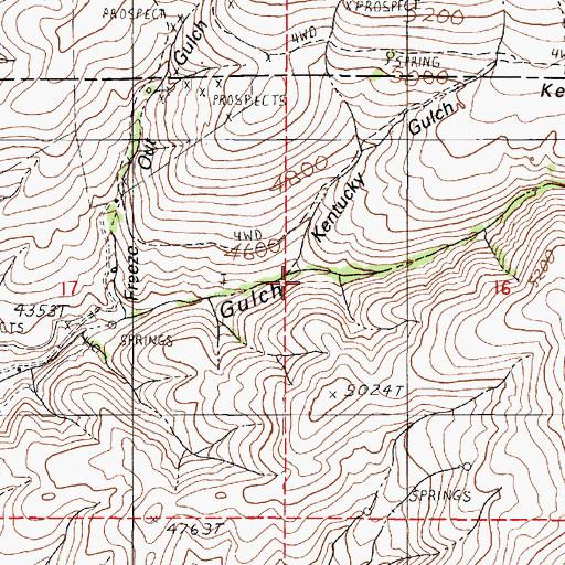 Topographic Map of Kentucky Gulch, OR