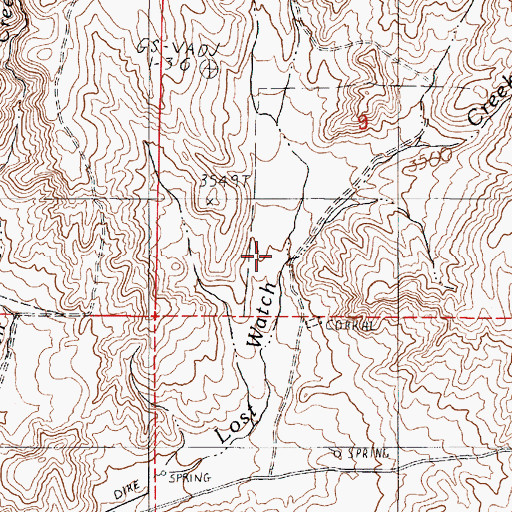 Topographic Map of Glasscock Creek, OR