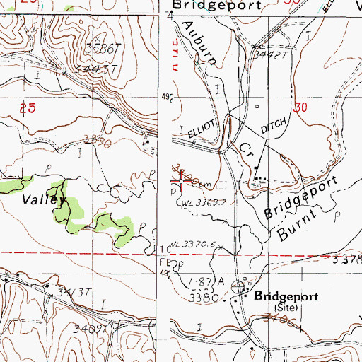 Topographic Map of Bridgeport Cemetery, OR