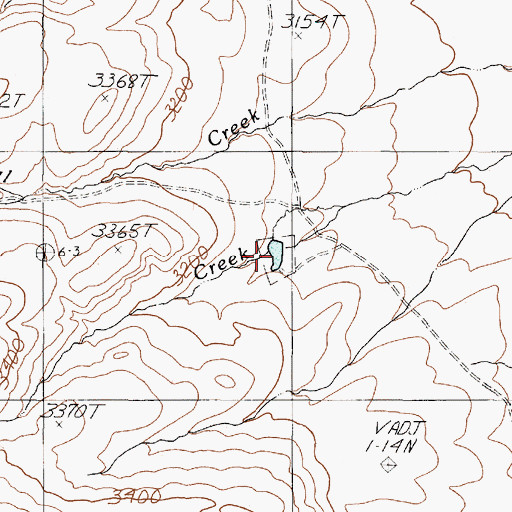 Topographic Map of Poison Creek Reservoir, OR
