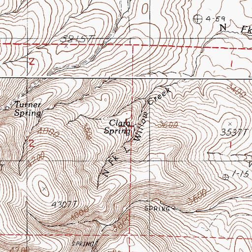 Topographic Map of Clara Spring, OR