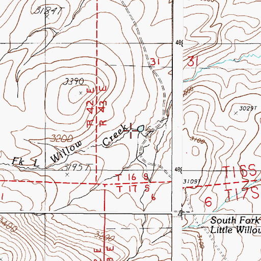 Topographic Map of Willow Creek Reservoir Four, OR