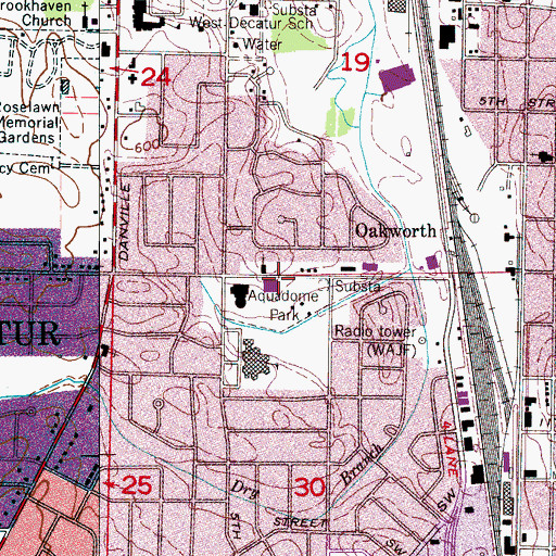 Topographic Map of Aquadome Park, AL