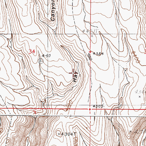 Topographic Map of Hay Canyon Reservoir, OR