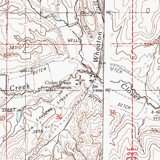 Topographic Map of Clover (historical), OR