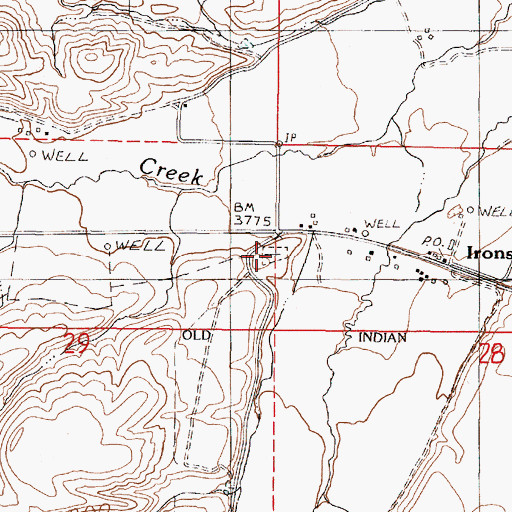 Topographic Map of Ironside Cemetery, OR