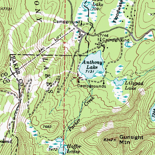Topographic Map of Tumbledown Creek, OR