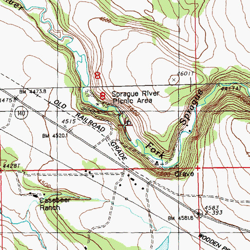 Topographic Map of Sprague River Park Recreation Site, OR