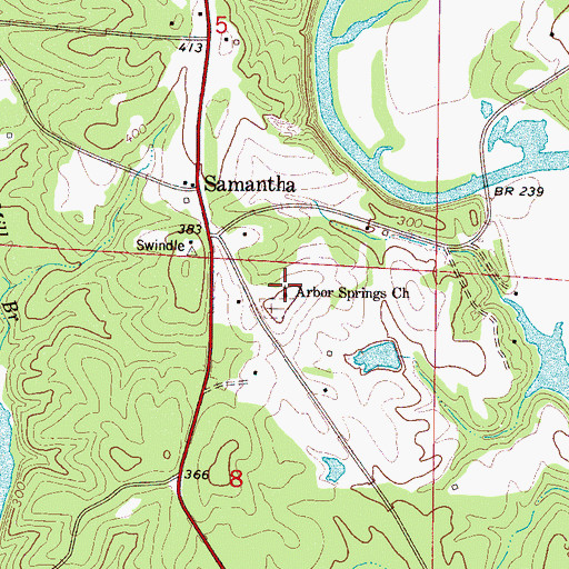 Topographic Map of Arbor Springs Baptist Church, AL