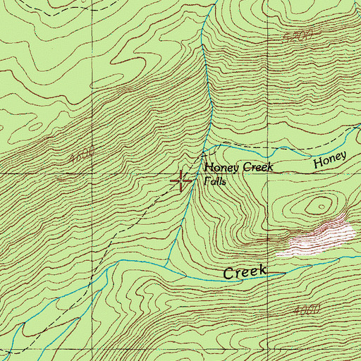 Topographic Map of Honey Creek Falls, OR