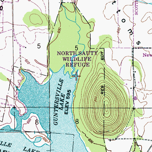 Topographic Map of Archie Creek, AL