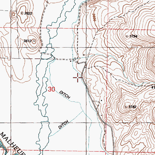 Topographic Map of Willams Ditch, OR