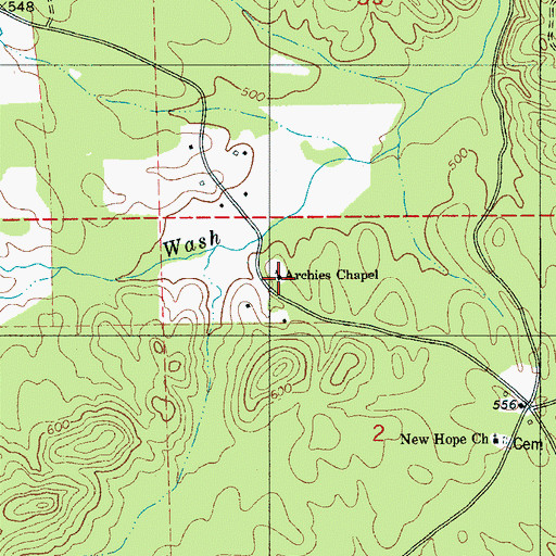 Topographic Map of Archies Chapel, AL