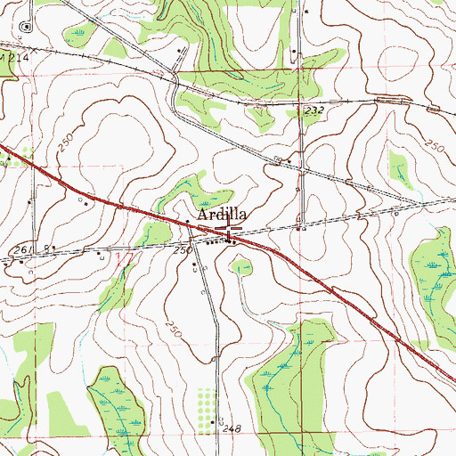 Topographic Map of Ardilla, AL
