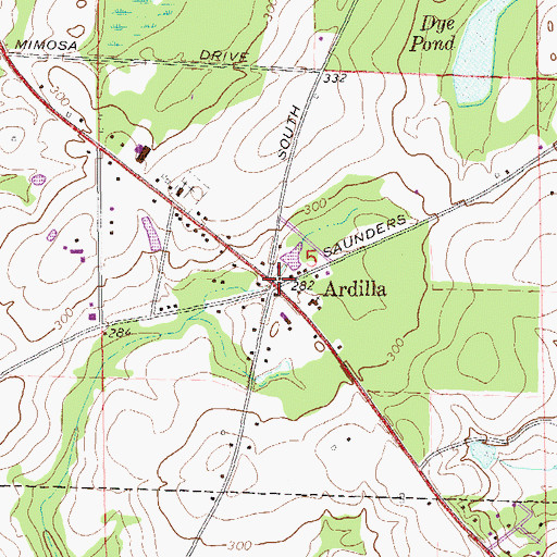Topographic Map of Ardilla, AL