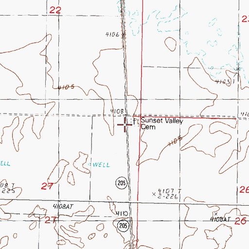 Topographic Map of Sunset Valley Cemetery, OR
