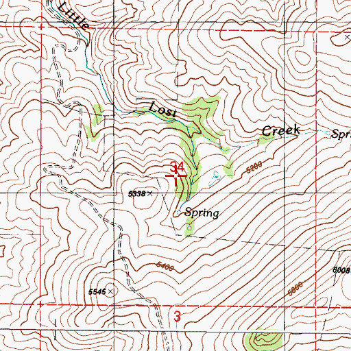 Topographic Map of Byars Spring, OR