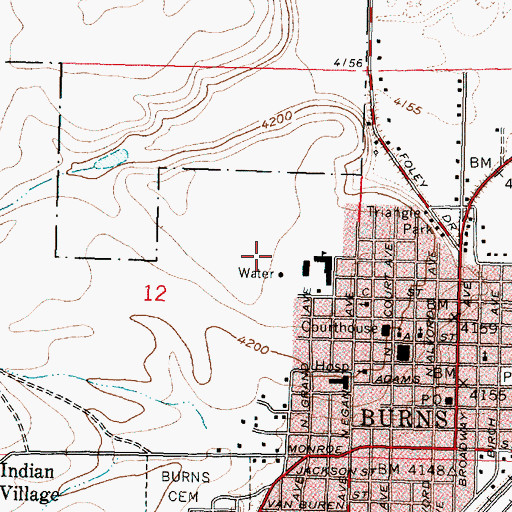 Topographic Map of Burns City Wells, OR